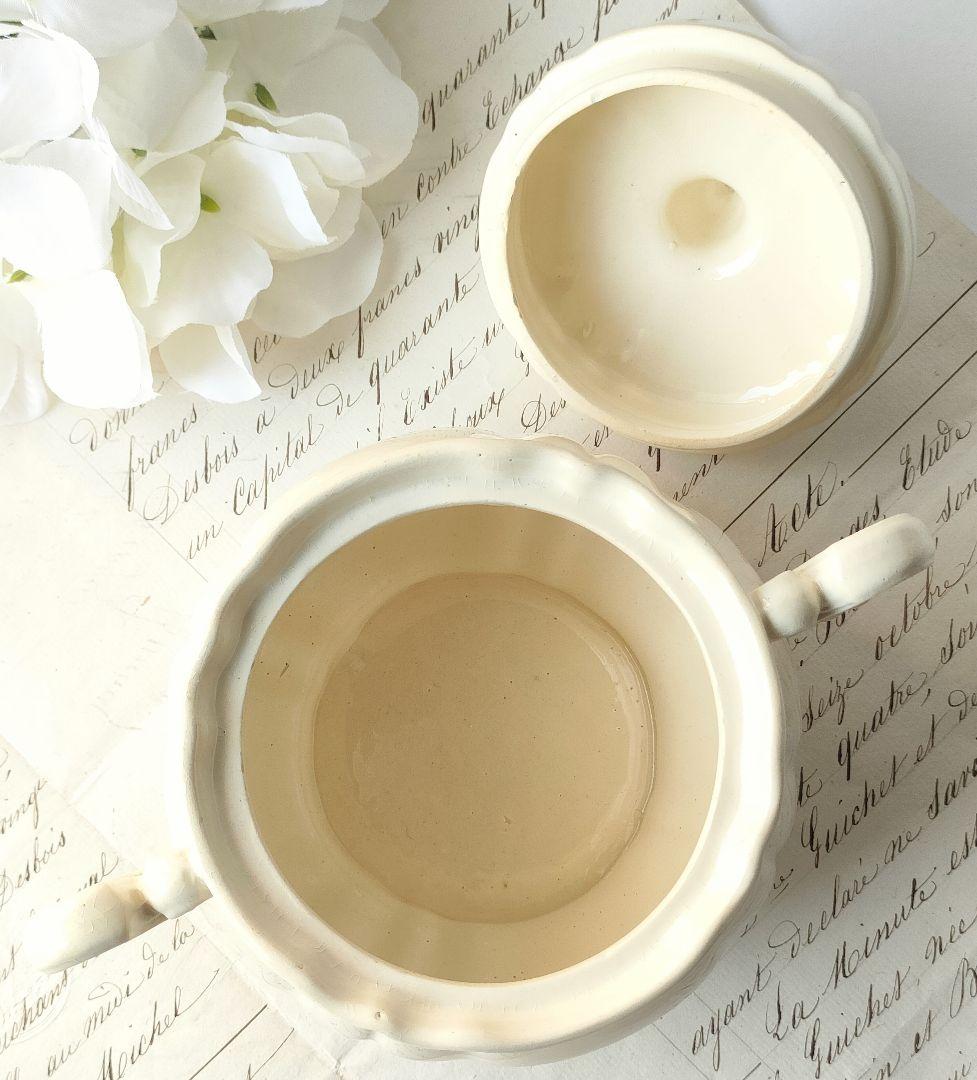 美品　サルグミンヌ　花リム　ポット&シュガーポット　フランスアンティーク