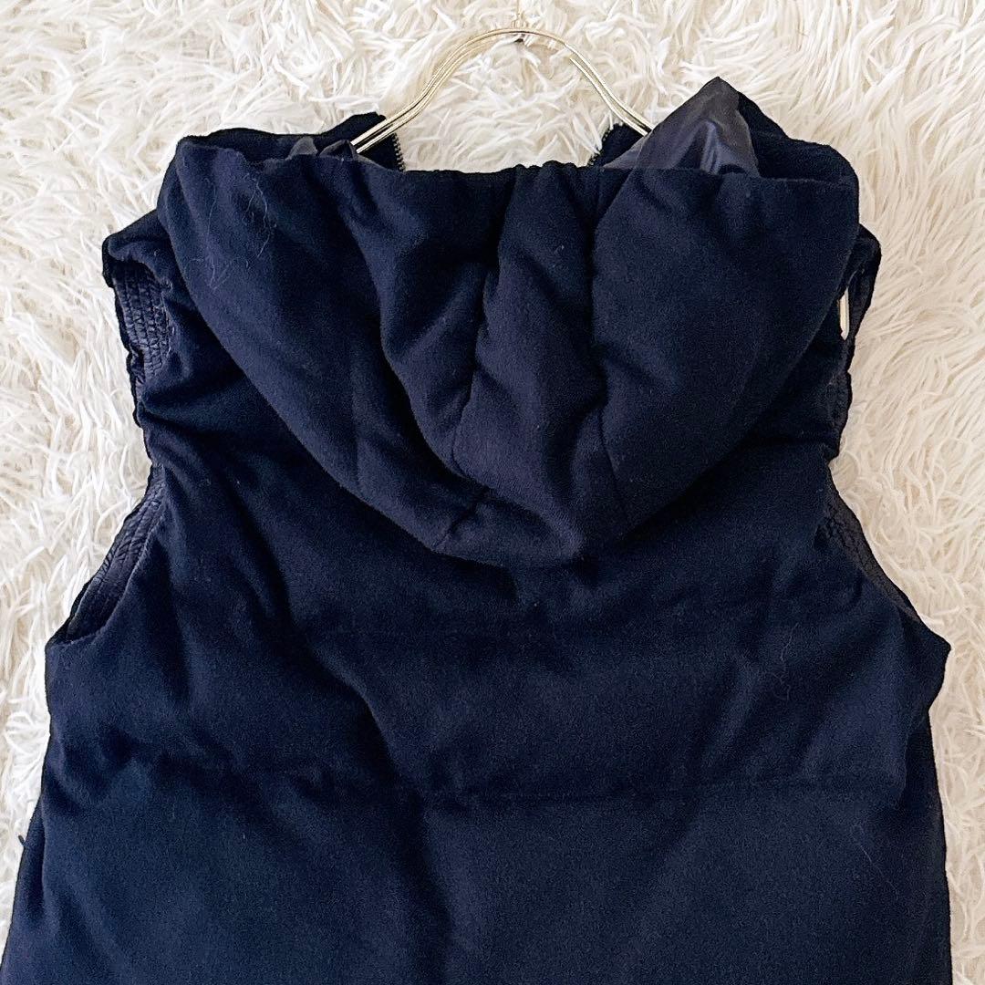 美品✨セオリーリュクス ダウンベスト フード ウール ダブルジップ 濃紺 38