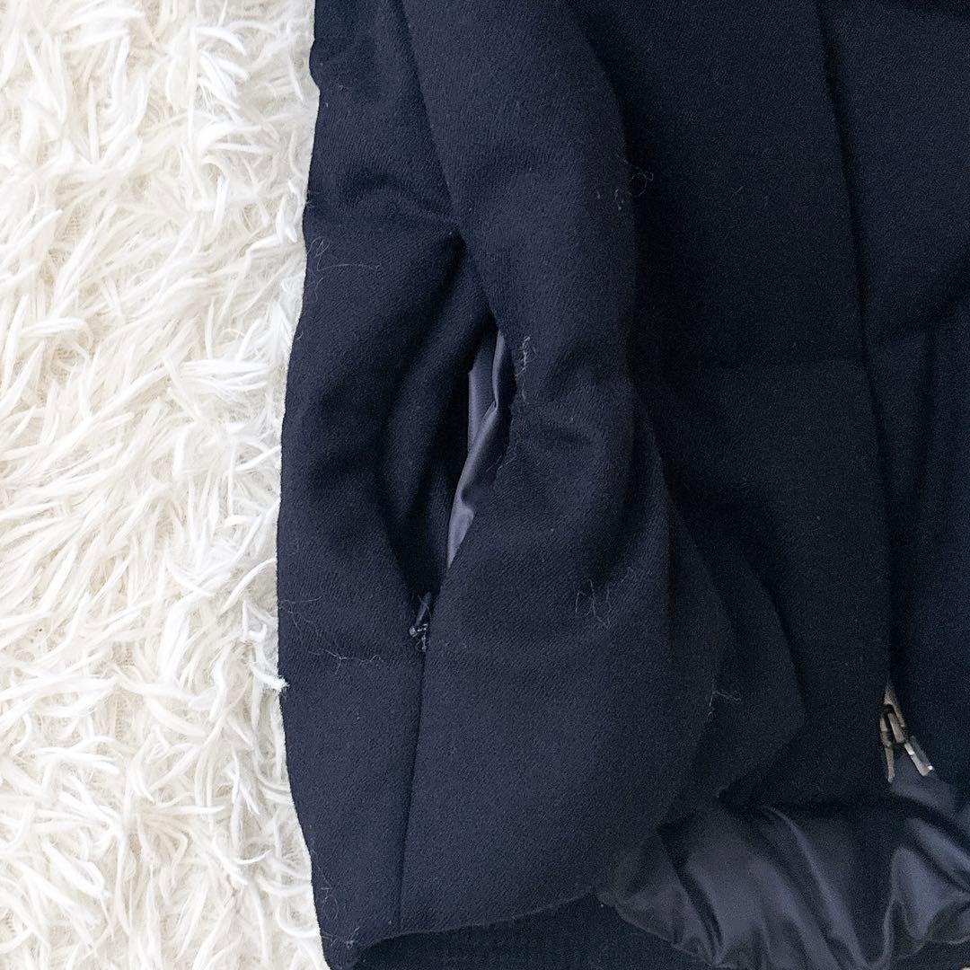 美品✨セオリーリュクス ダウンベスト フード ウール ダブルジップ 濃紺 38