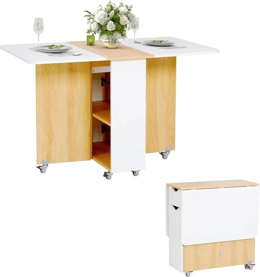 大特価❕淡色✨️2トーン✨️折り畳み ダイニング テーブル 省スペース 収納