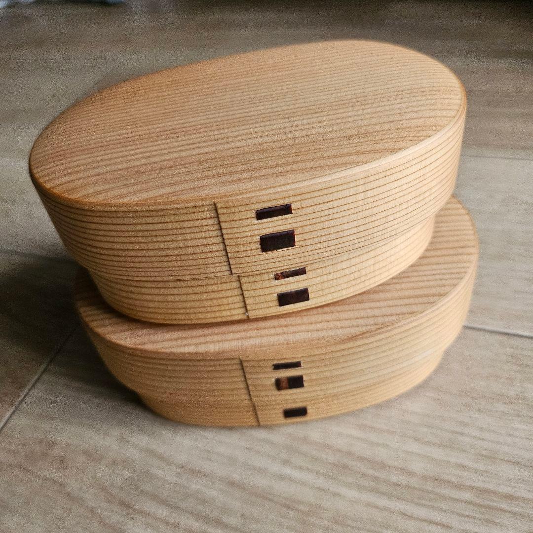 栗久/木製 大館曲げわっぱ 小　小判型弁当箱 スリム 伝統的工芸品 新品未使用