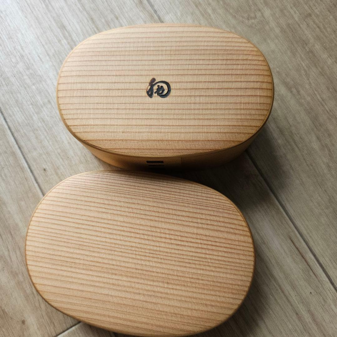 栗久/木製 大館曲げわっぱ 小　小判型弁当箱 スリム 伝統的工芸品 新品未使用