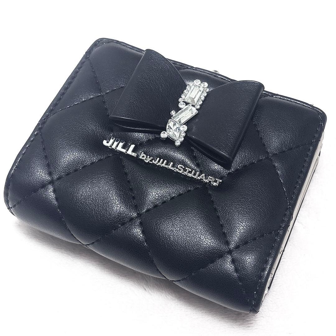 【美品】ジルバイジルスチュアート　RIBBONキルトウォレット　ブラック