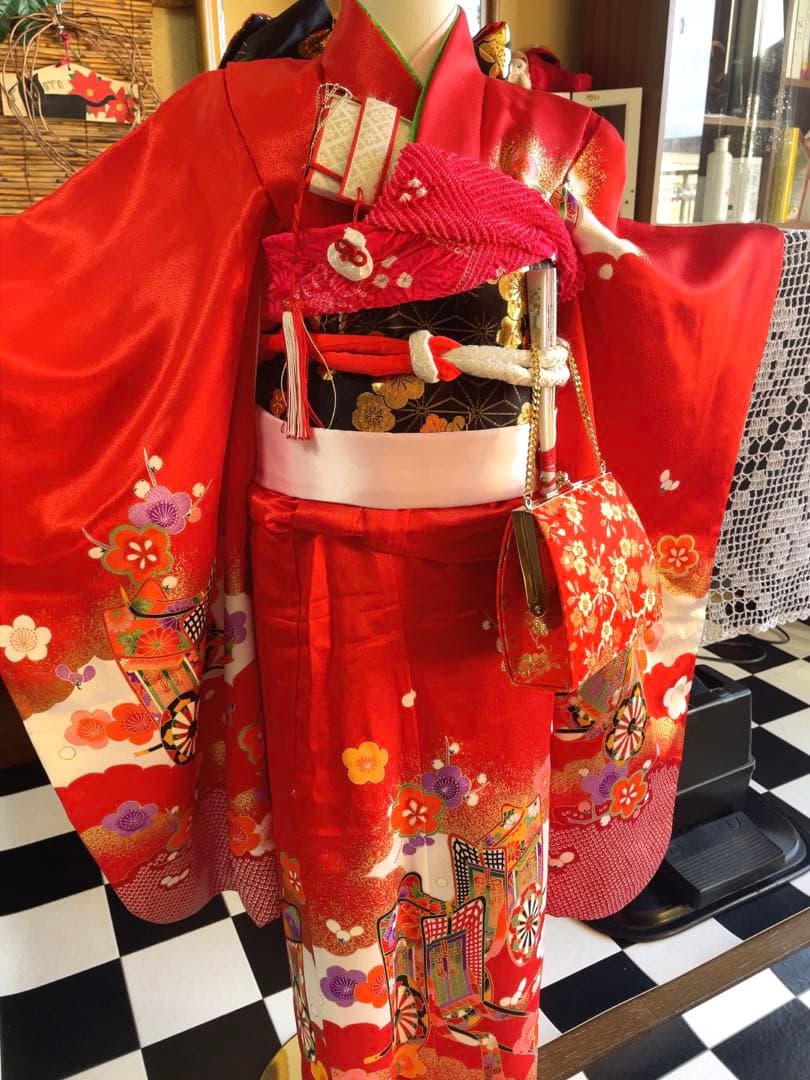 七五三7歳様　赤のお着物