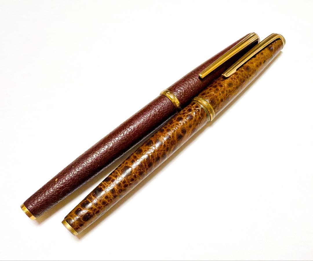 PLATINUM 万年筆 18K 革巻 シープ 2本 細字・細軟