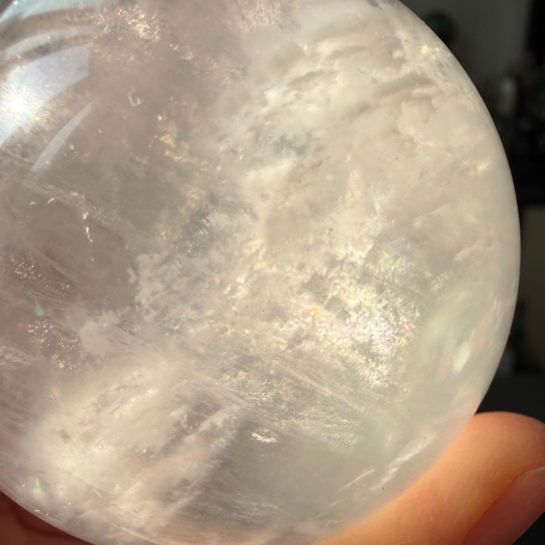 【masa様確認専用】天然石パイライト共生フローライトスフィアNO.021114