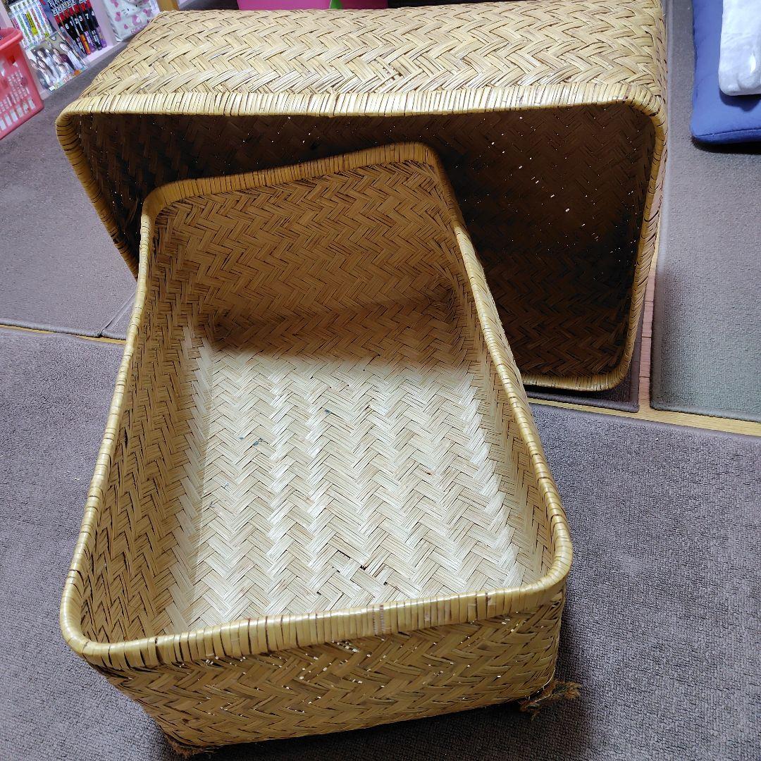 竹行李　古道具　アンティーク　竹籠　収納　カゴ
