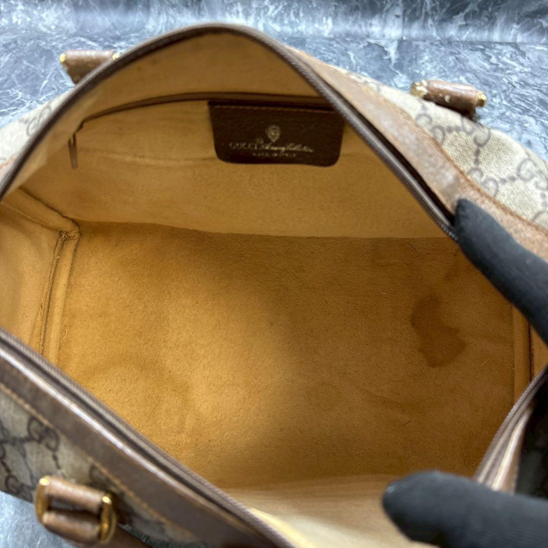 ✨美品✨GUCCI GG シェリーライン ボストンバッグ ベージュ レザー ロゴ