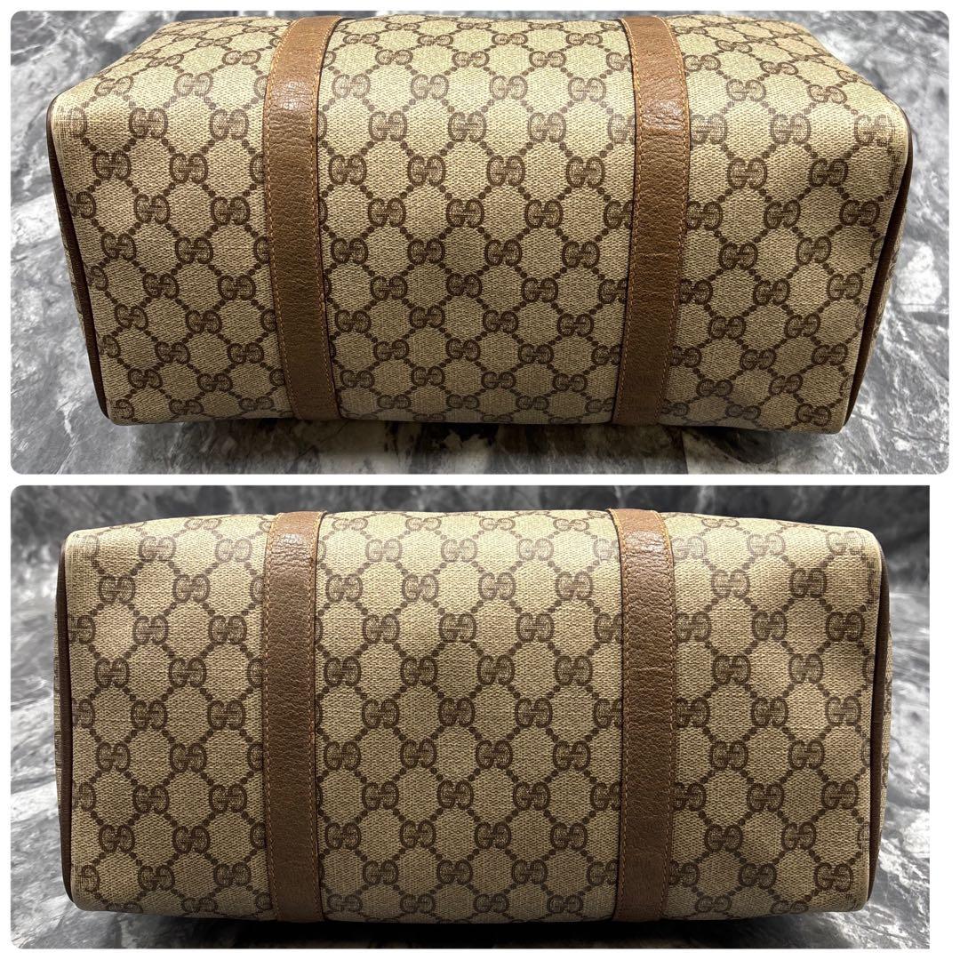 ✨美品✨GUCCI GG シェリーライン ボストンバッグ ベージュ レザー ロゴ