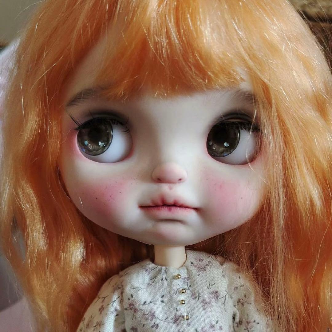 カスタムブライス 人形 カスタムドール 海外作家様 まんまる みかん色の髪