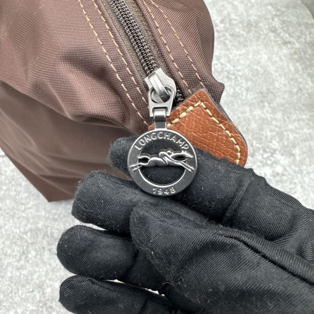 極美品　ロンシャン　ル　プリアージュ　M　ダークブラウン　トップハンドル