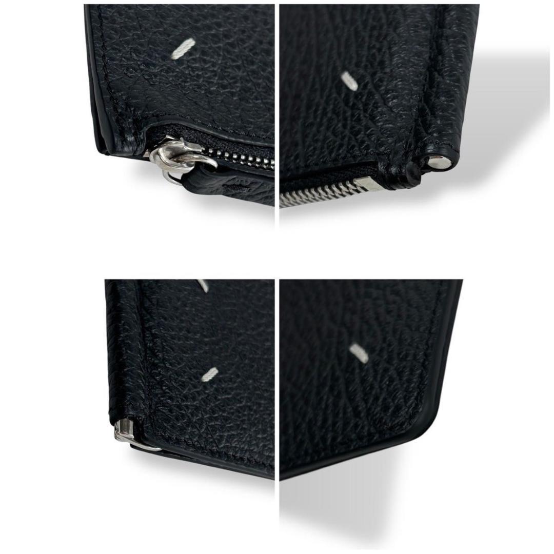 極美品 正規品 メゾンマルジェラ 4ステッチ マネークリップ シボ革 ブラック