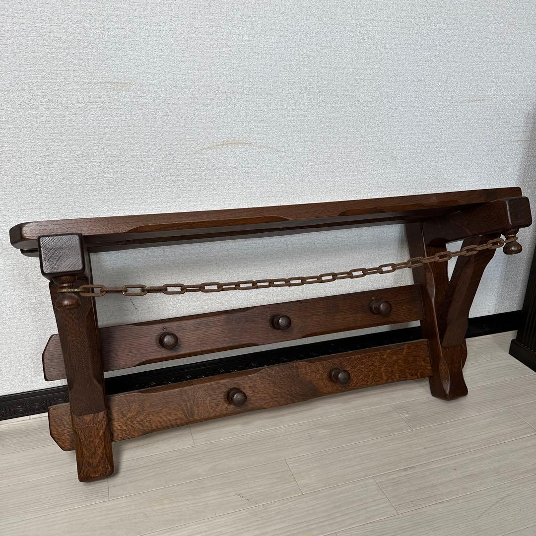 オランダ製 オーク材 ヴィンテージ 壁掛けハンガーラック ウォールハンガーi1※