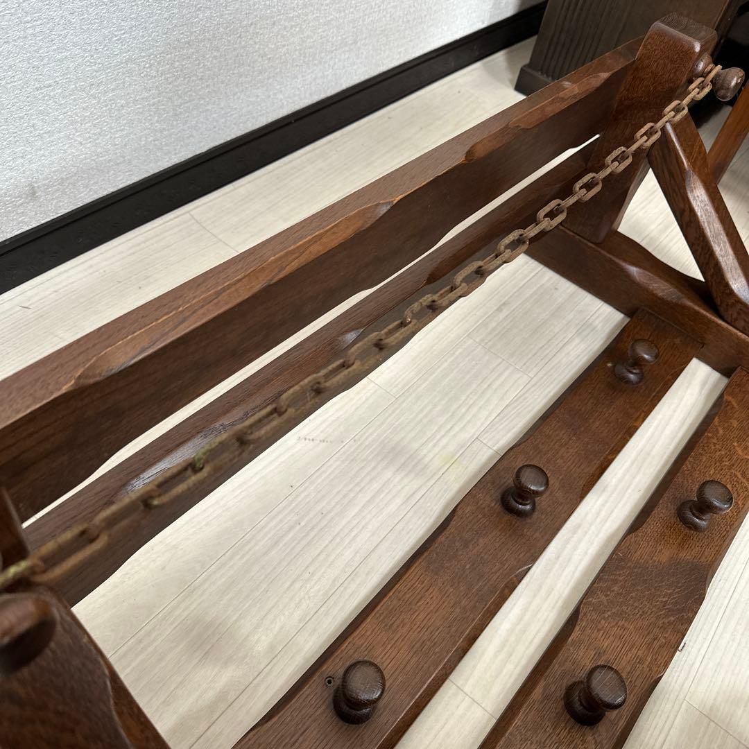 オランダ製 オーク材 ヴィンテージ 壁掛けハンガーラック ウォールハンガーi1※