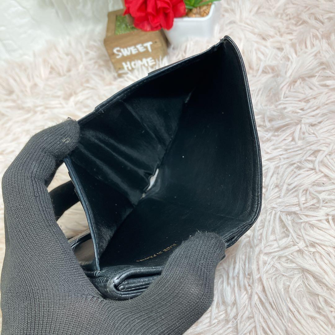 美品 CHANEL 二つ折り財布 ココマーク キャビアスキン レザー Wホック