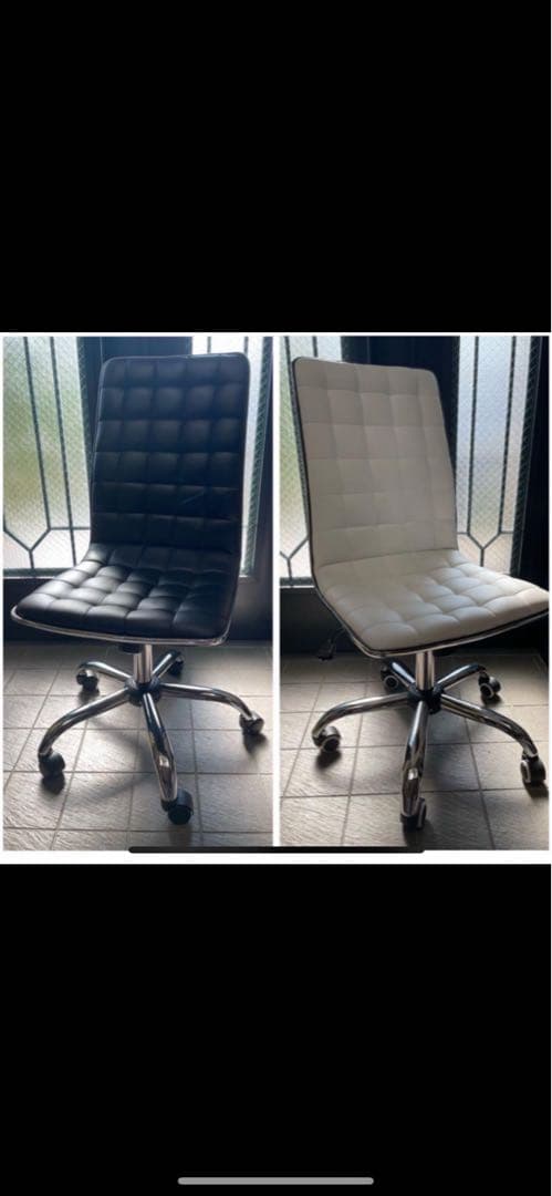 椅子、オフィスチェアー、キャスター付き、学習椅子、白、黒、座面360度回転