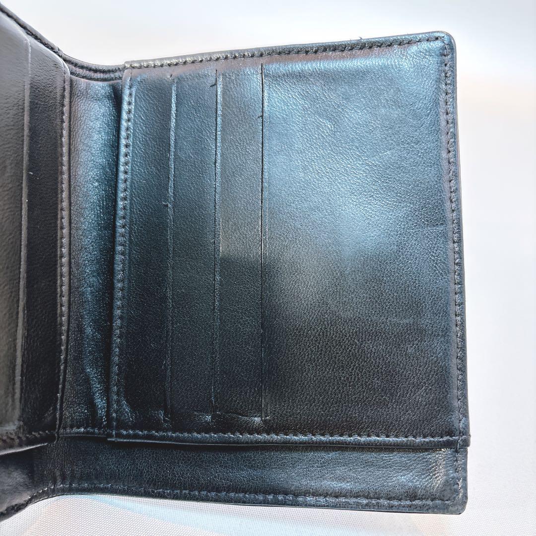 【シャネル】パテントレザー ココマーク Wホック 折財布 チェーンウォレット 黒