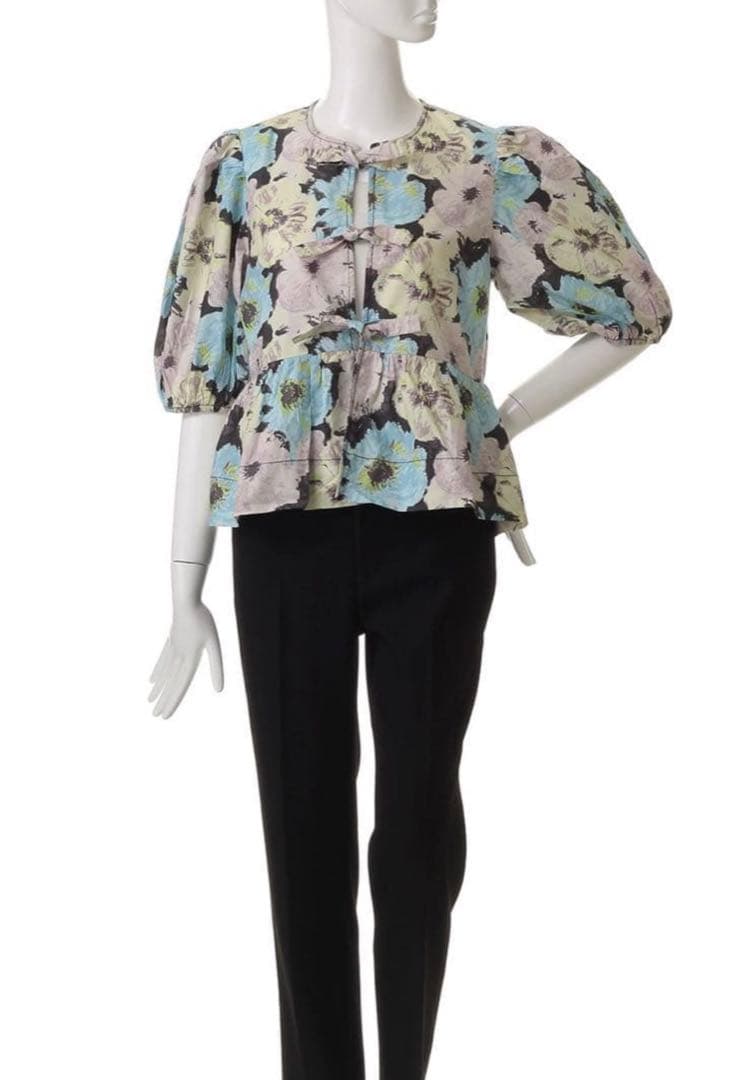 GANNI フラワープリント Printed Cotton ペプラム