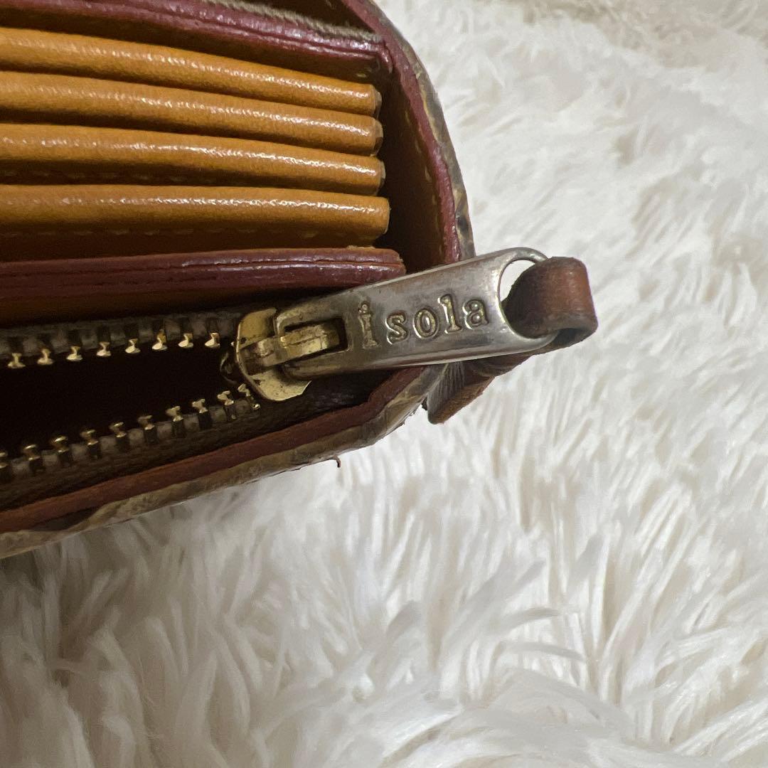 isolaパイソン財布　本革　ジャバラ　コロコロ財布　アイソラ