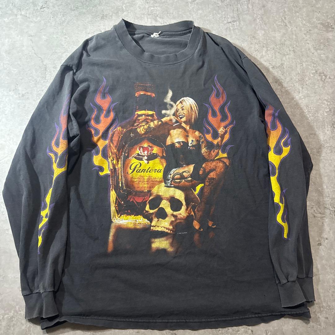 M*g様 両袖フレイム ロンT スカル系 パンテラ pantera XL相当