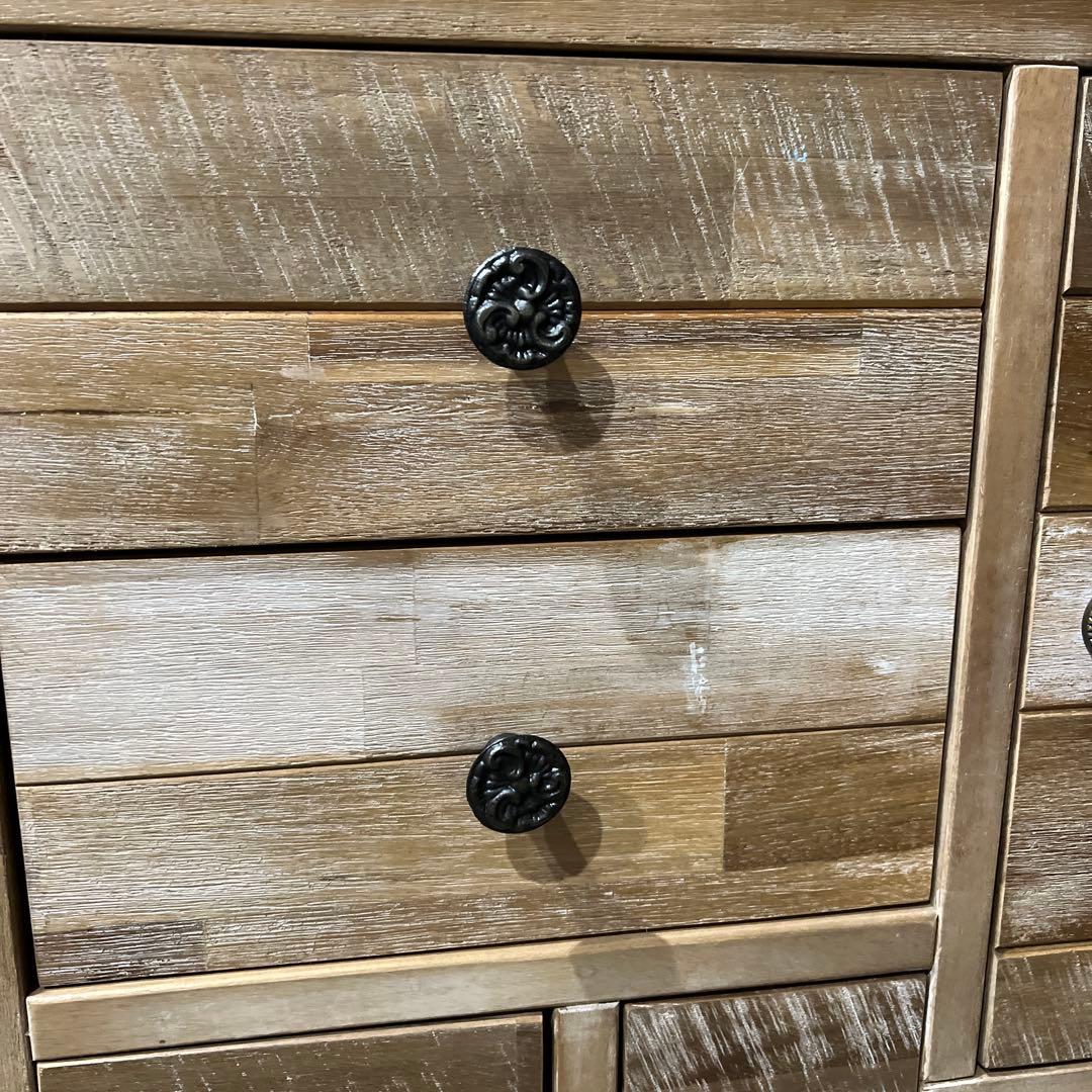 アンティーク調家具　木製パッチワークデザインチェスト