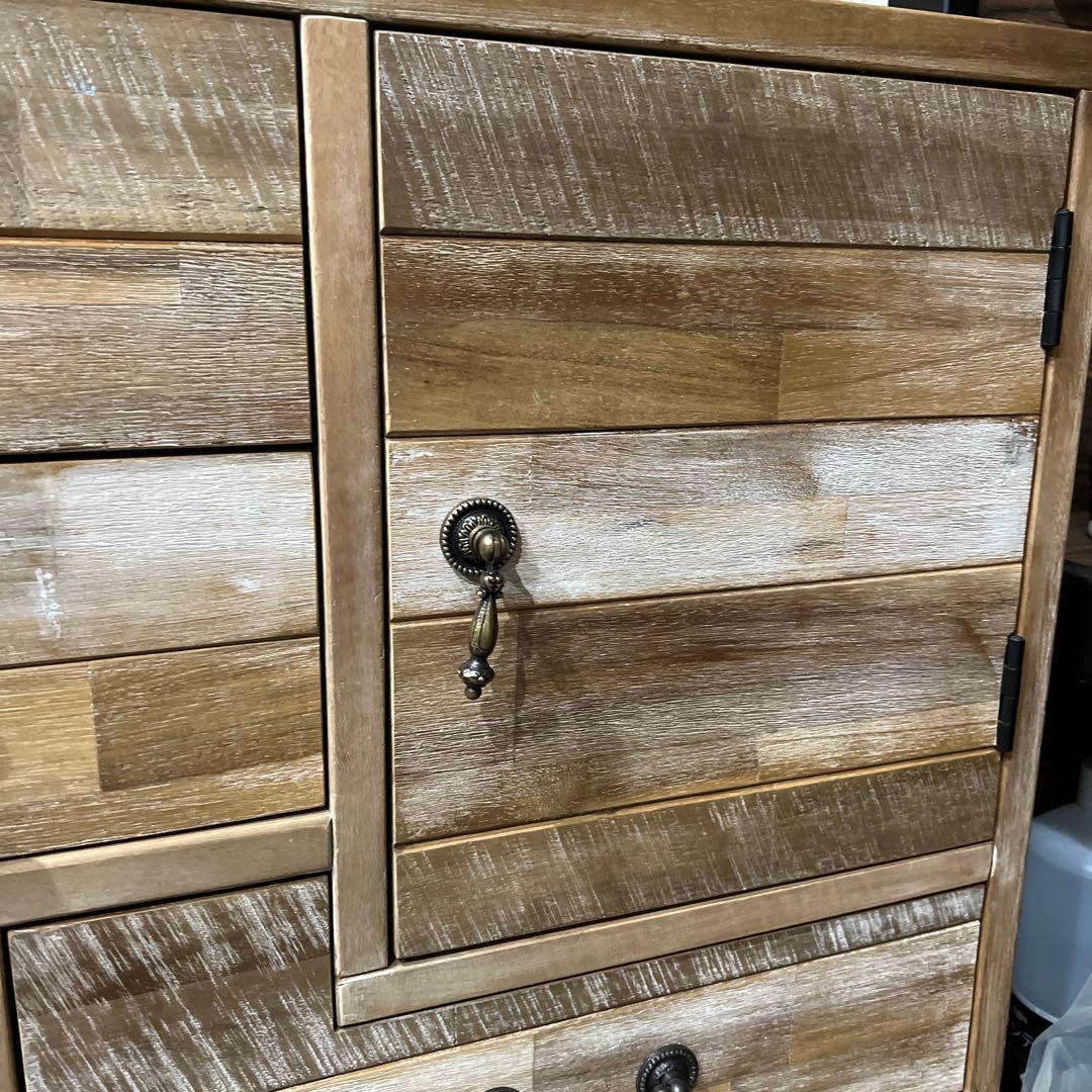 アンティーク調家具　木製パッチワークデザインチェスト
