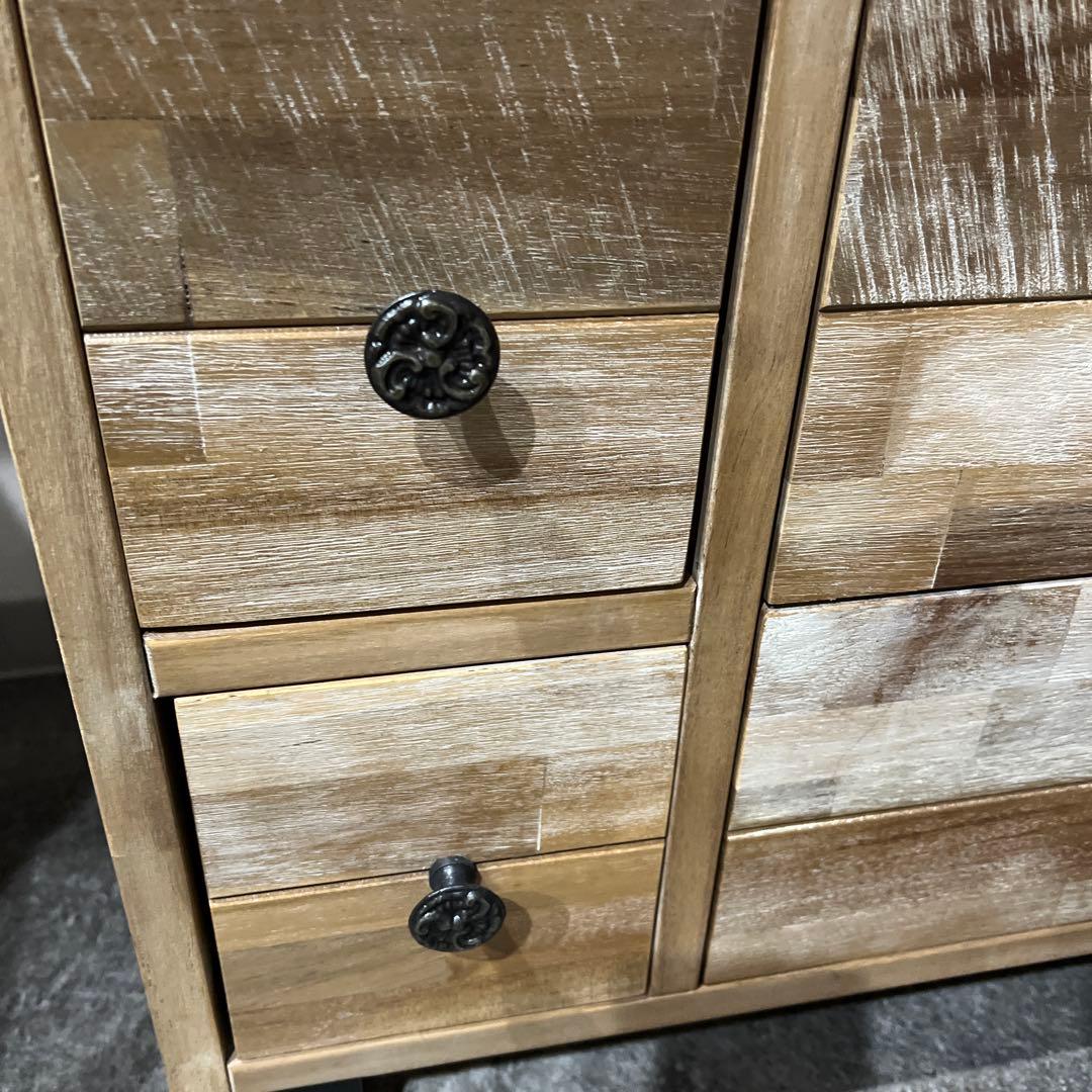 アンティーク調家具　木製パッチワークデザインチェスト