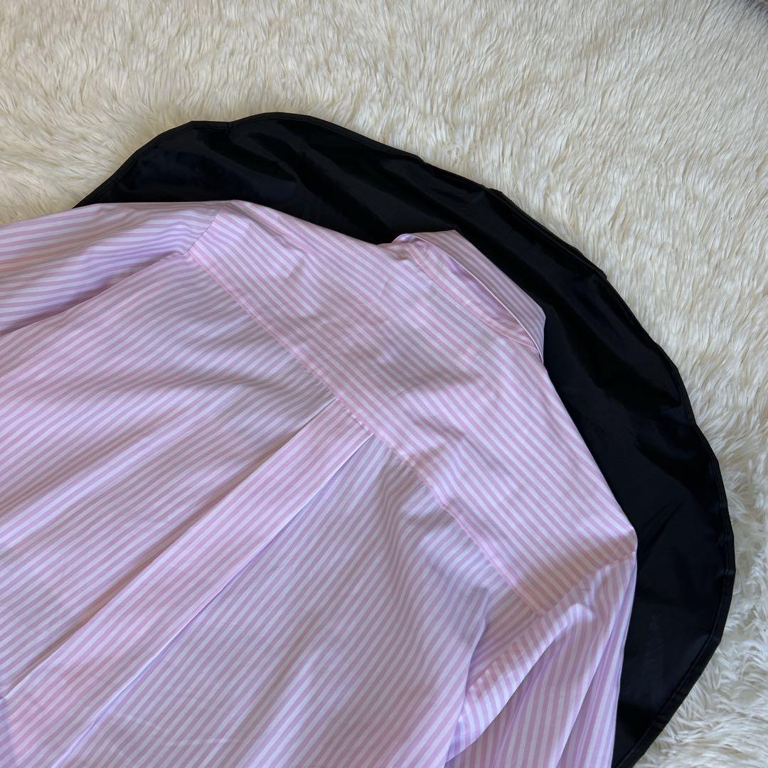 美品✨完売 エンフォルド ストライプ ソリッドスリーブシャツ ロゴ刺繍 ピンク