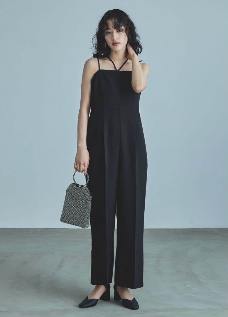 niana ダブルクロスオールインワンドレス ブラック