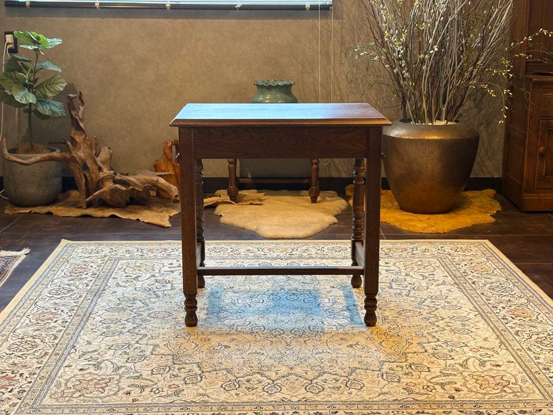希少　アンティーク　ヴィンテージ　サイドテーブル　オーク材　ヴィンテージ　In