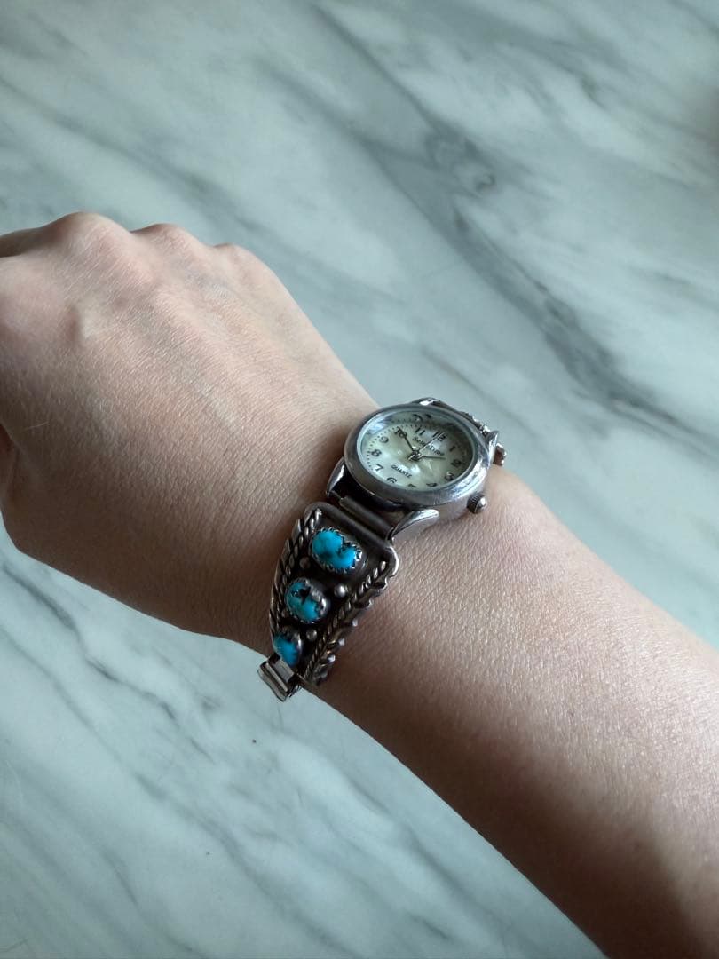 美品おしゃれターコイズ シルバー 腕時計
