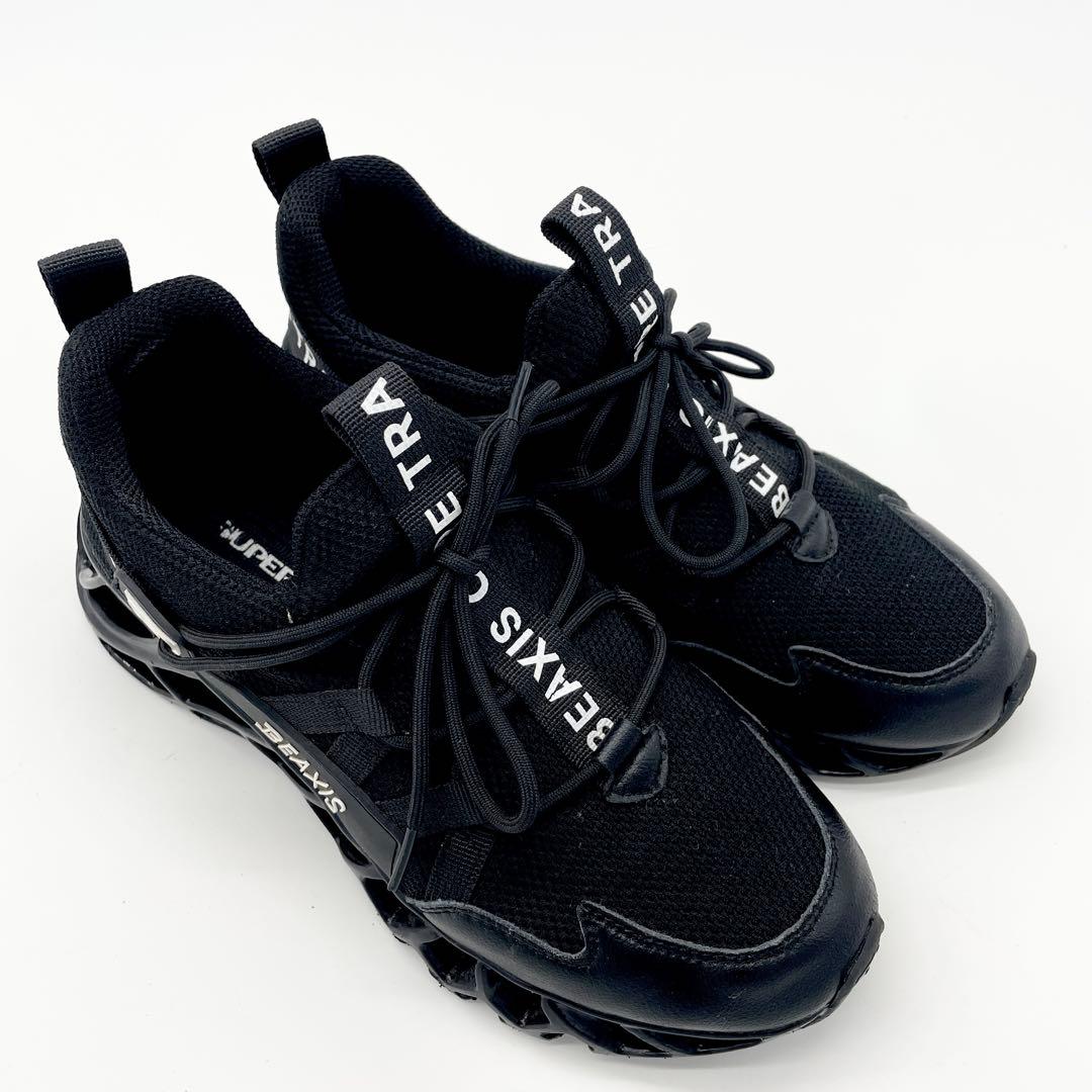 BEAXIS スニーカー ブラック 厚底 メッシュ 25cm スポーツ