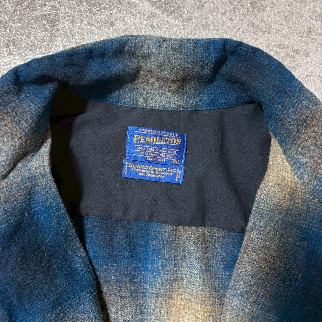 美品 ペンドルトン オンブレチェック ボードシャツジャケット ブルー XL