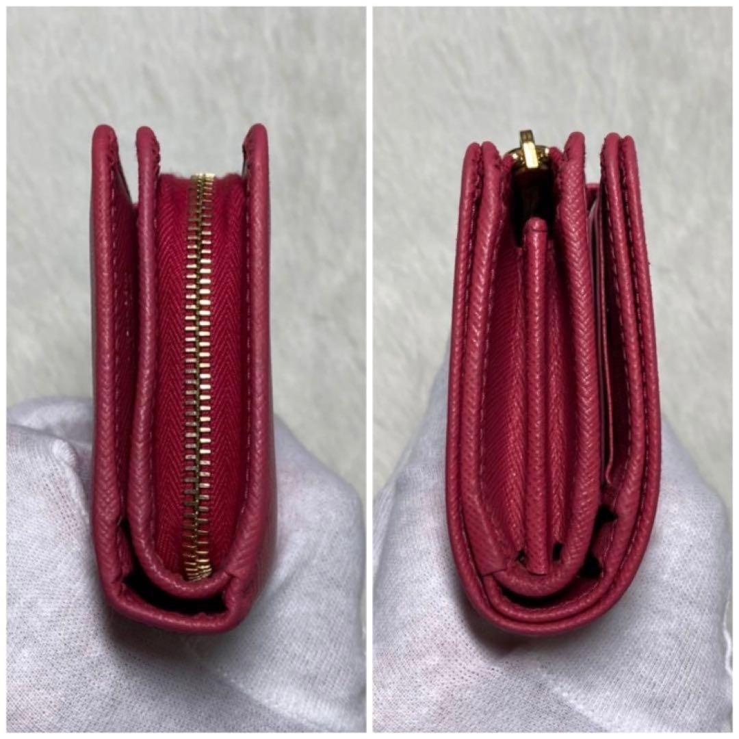 週末大特価美品　PRADA プラダ　二つ折り　財布　コンパクト　ピンク　バイカラ