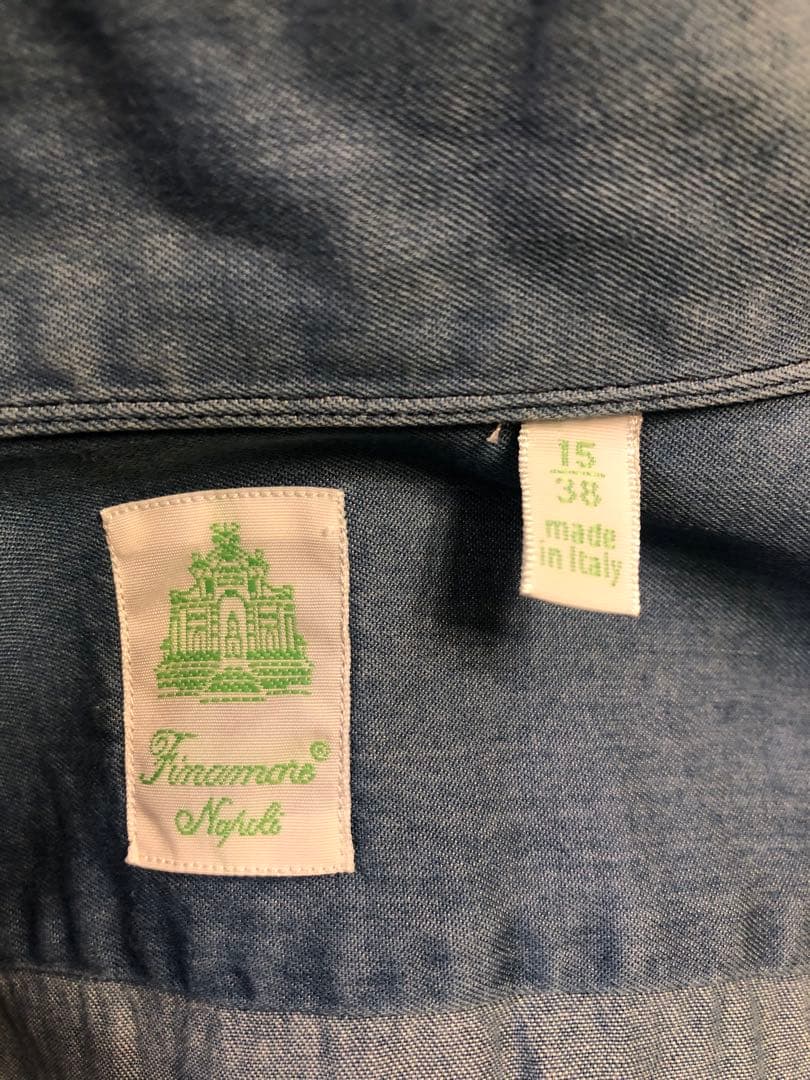 新作 フィナモレ MANUEL ワンピースカラー インディゴ デニムシャツ