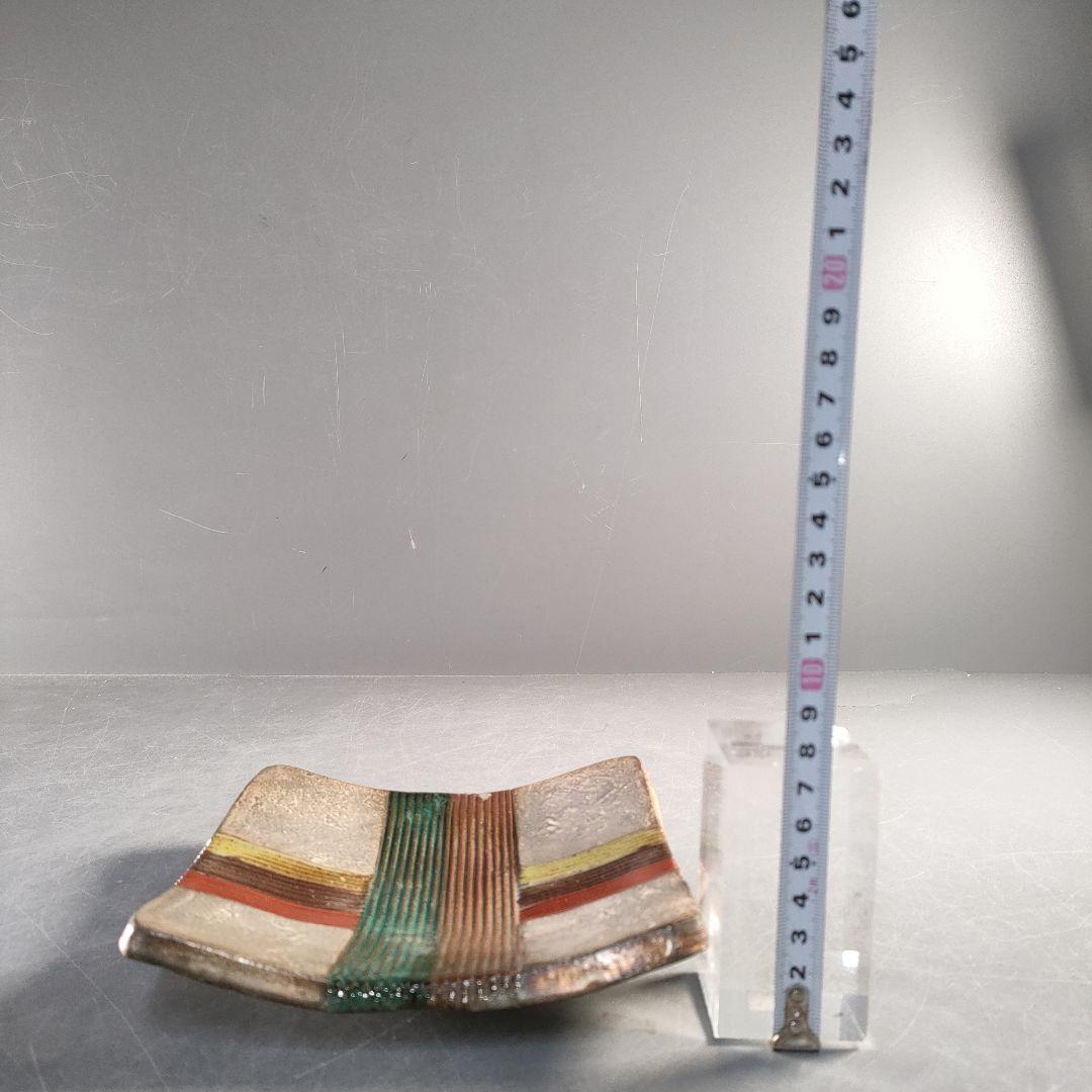 A1366-1/北大路魯山人写/祥山窯/美食道楽 色絵銀彩糸巻文四方皿5客/共箱