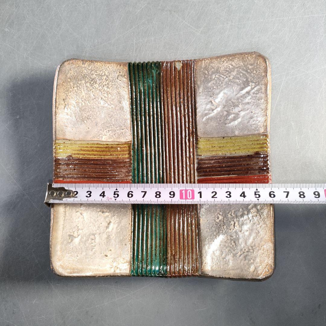 A1366-1/北大路魯山人写/祥山窯/美食道楽 色絵銀彩糸巻文四方皿5客/共箱