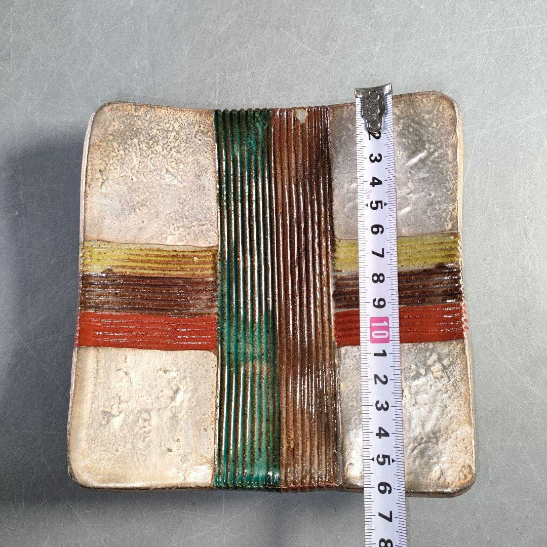 A1366-1/北大路魯山人写/祥山窯/美食道楽 色絵銀彩糸巻文四方皿5客/共箱