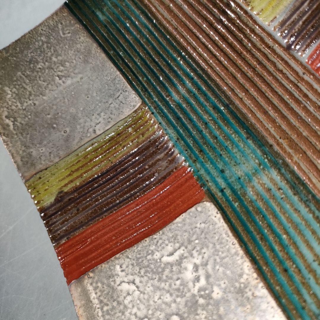 A1366-1/北大路魯山人写/祥山窯/美食道楽 色絵銀彩糸巻文四方皿5客/共箱