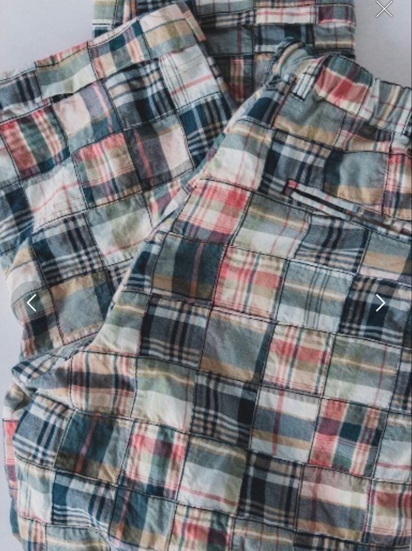 im　BEAMS PLUS マドラス チェック パッチワーク 2プリーツ