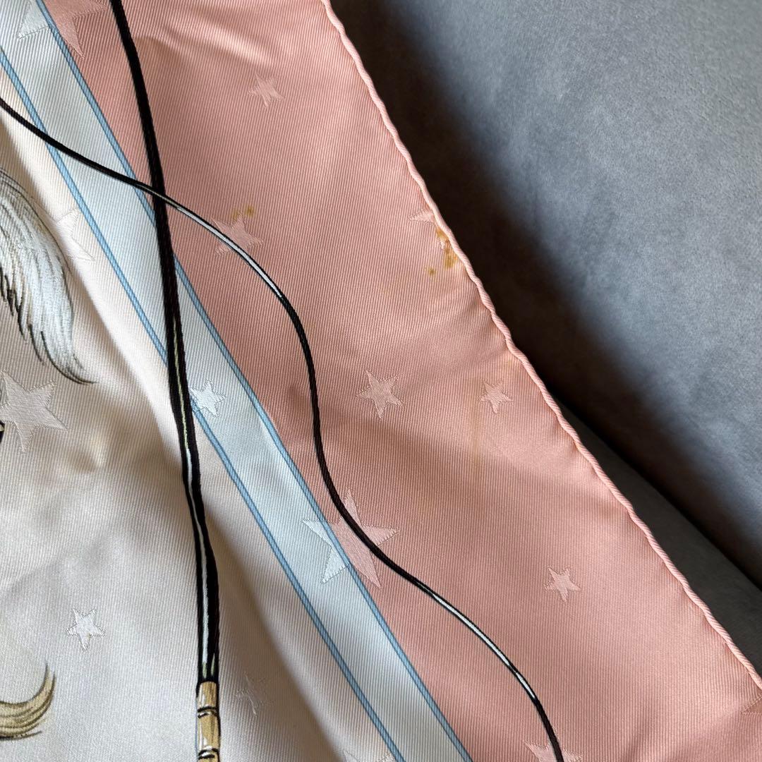 エルメス カレ 90 EN PISTE スカーフ シルク バンダナ ピンク