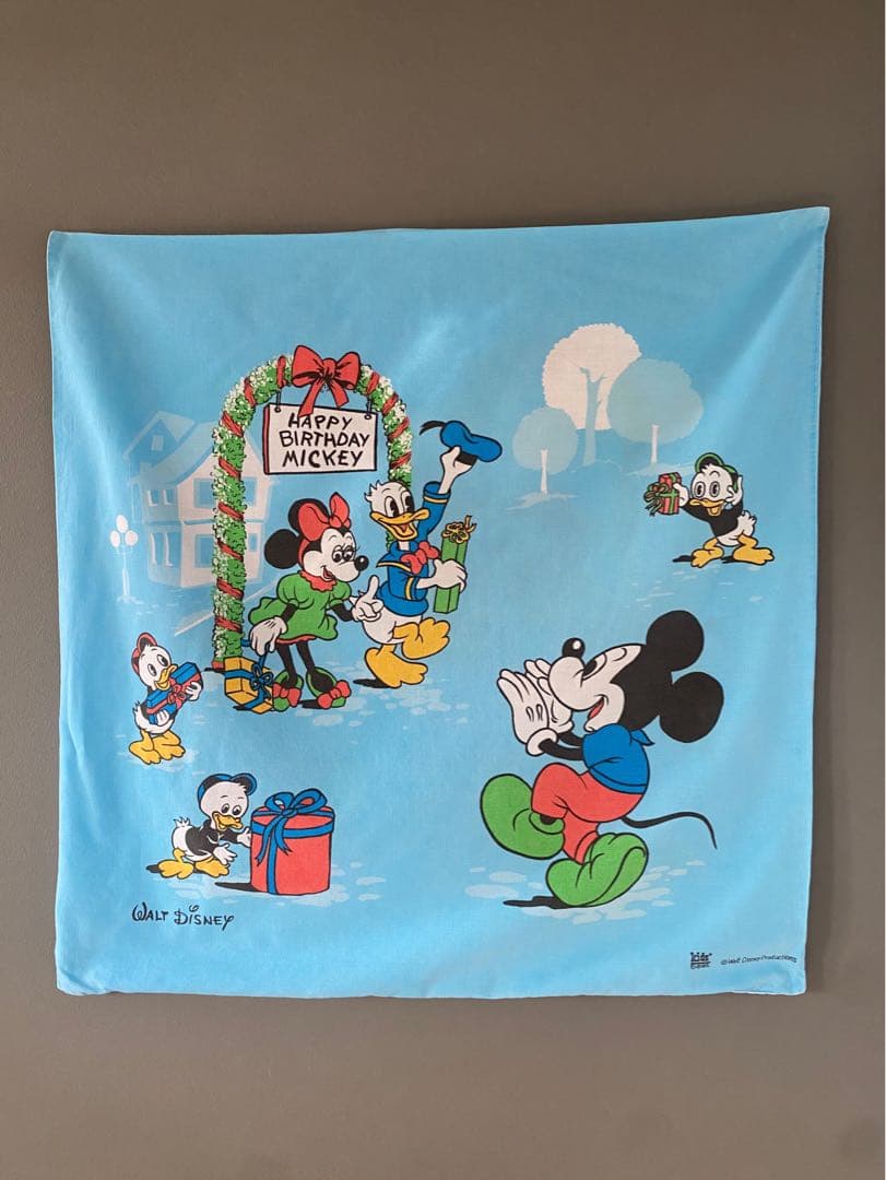 ビンテージ 70s ヨーロッパ ディズニー ミッキーマウス クッション カバー空