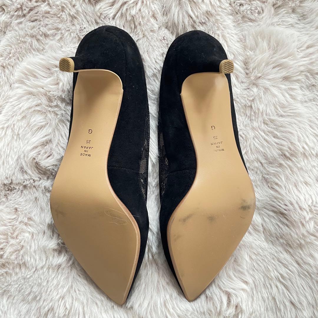 未使用【極美品】DIANA レースアップポインテッドトゥパンプス 25cm 黒