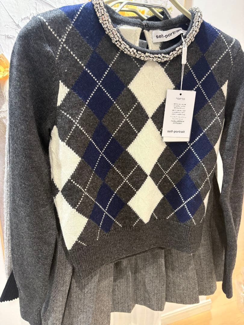 新品self-portrait アーガイルセーター