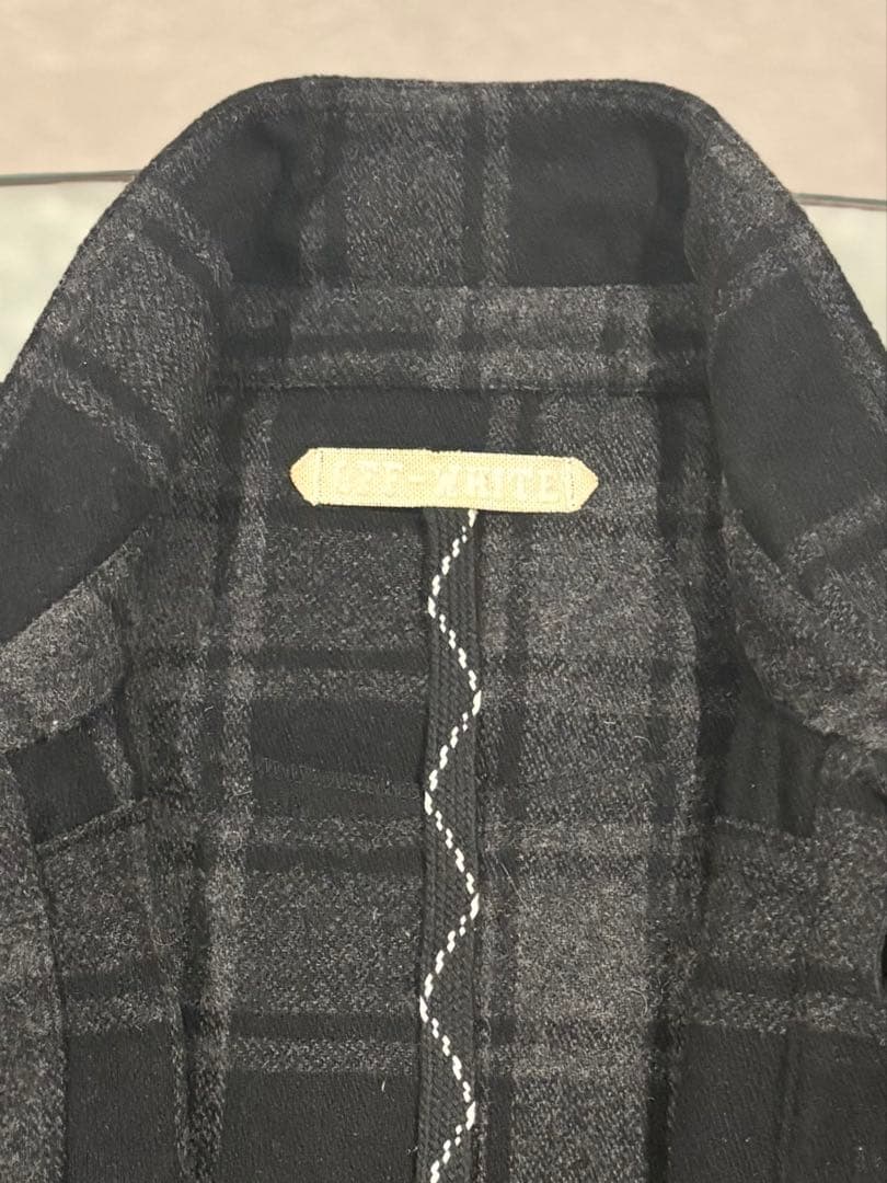 最終価格希少ブラックoff-whiteチェック柄長袖ロングシャツ