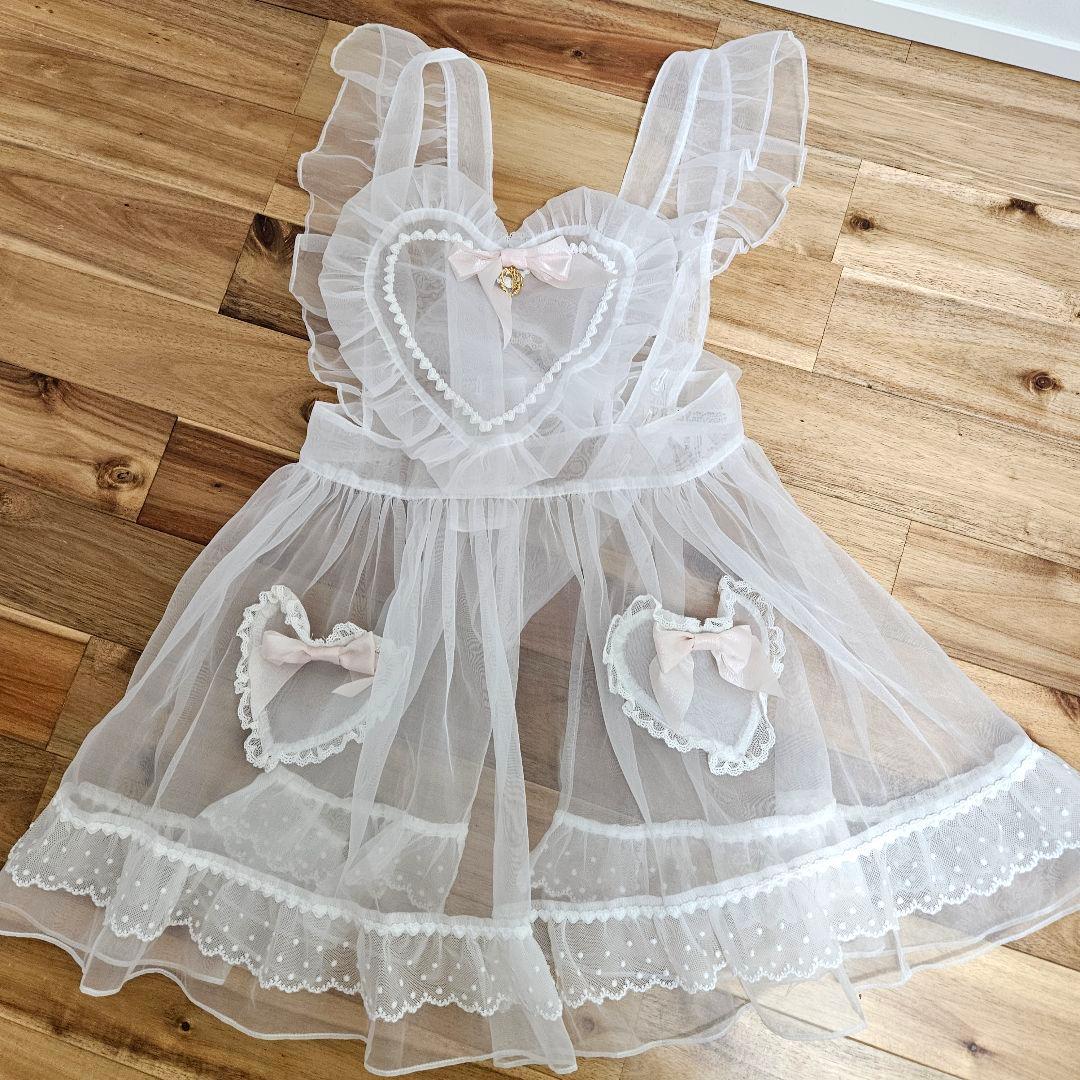 BABY オーガンジーハートエプロン 甘ロリ/メイド服/撮影用 にも