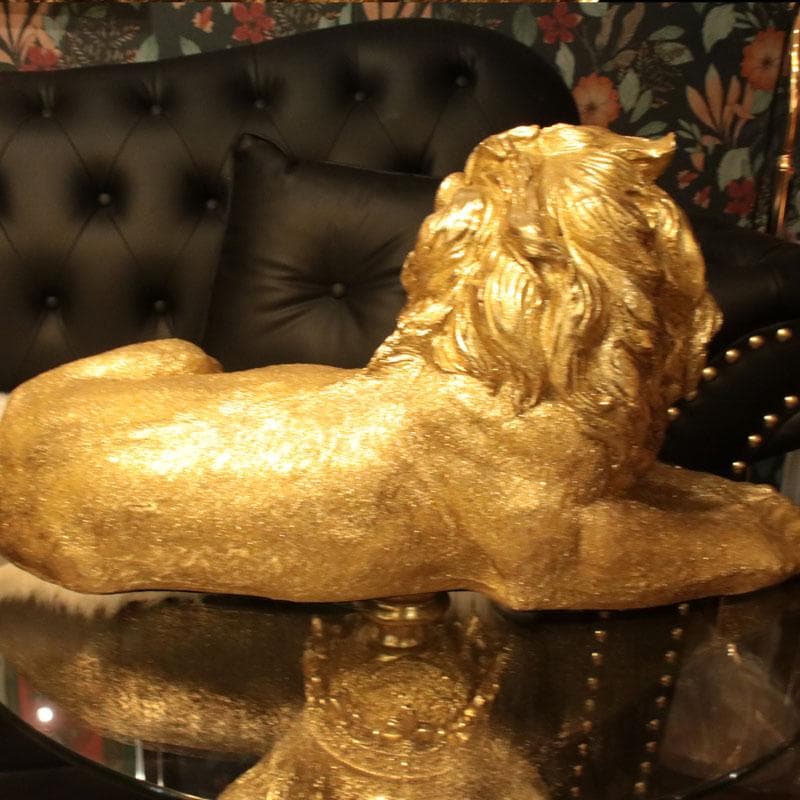 ライオン置物 ゴールド 高級インテリアオブジェ 143-138-036