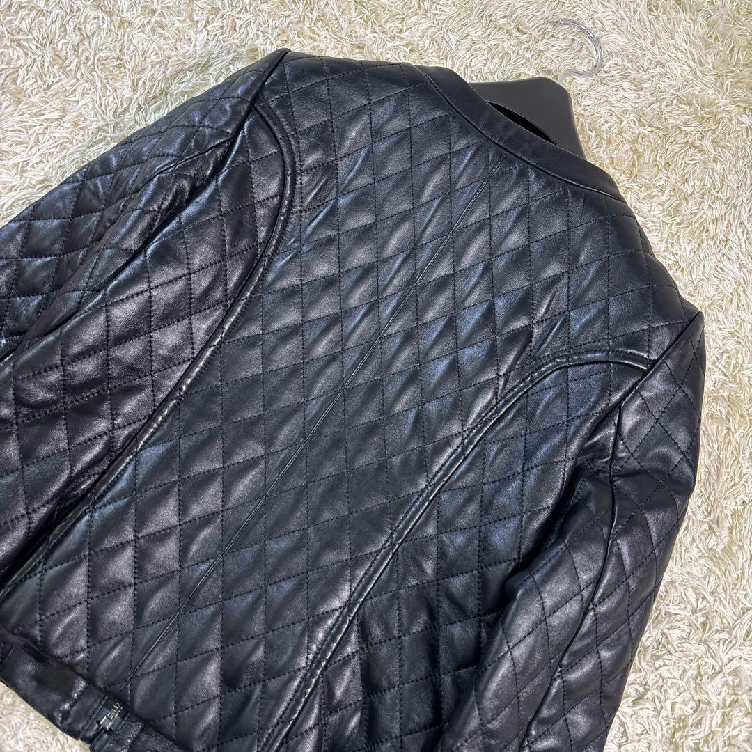 マッキントッシュ　ラムレザー　キルティング　ノーカラー　ジャケット　38