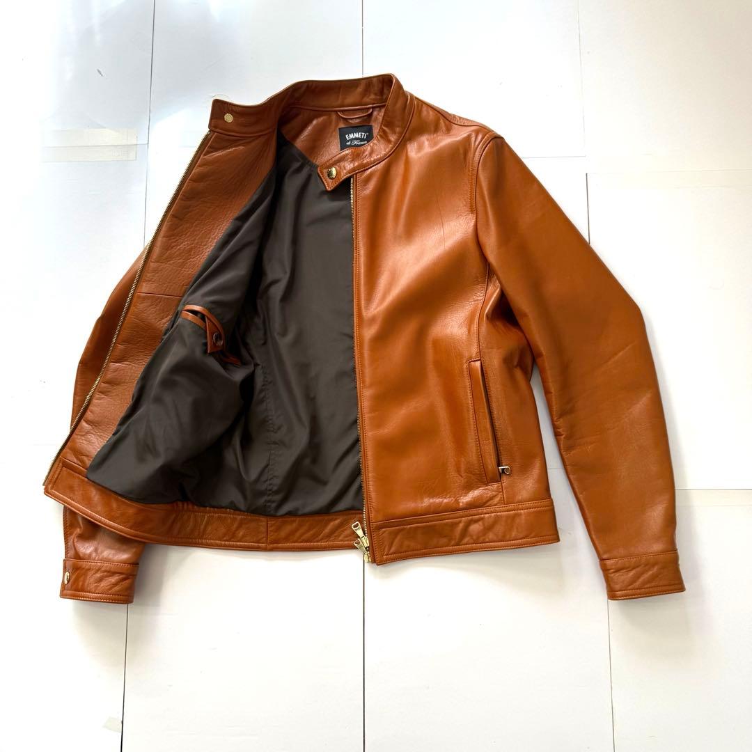 【1回着用】エンメティ☆ユリ☆ラムスキン☆ブラウン☆シングルライダース♡48