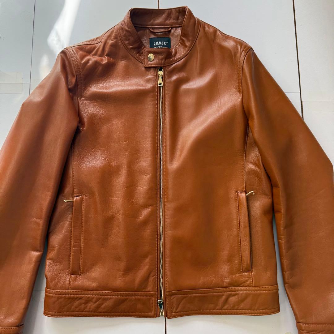 【1回着用】エンメティ☆ユリ☆ラムスキン☆ブラウン☆シングルライダース♡48